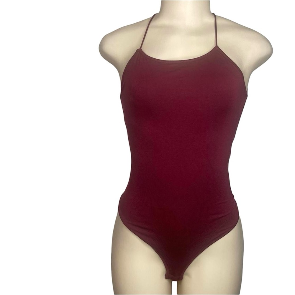 Bear Dance Women's Burgundy Halter Bodysuit